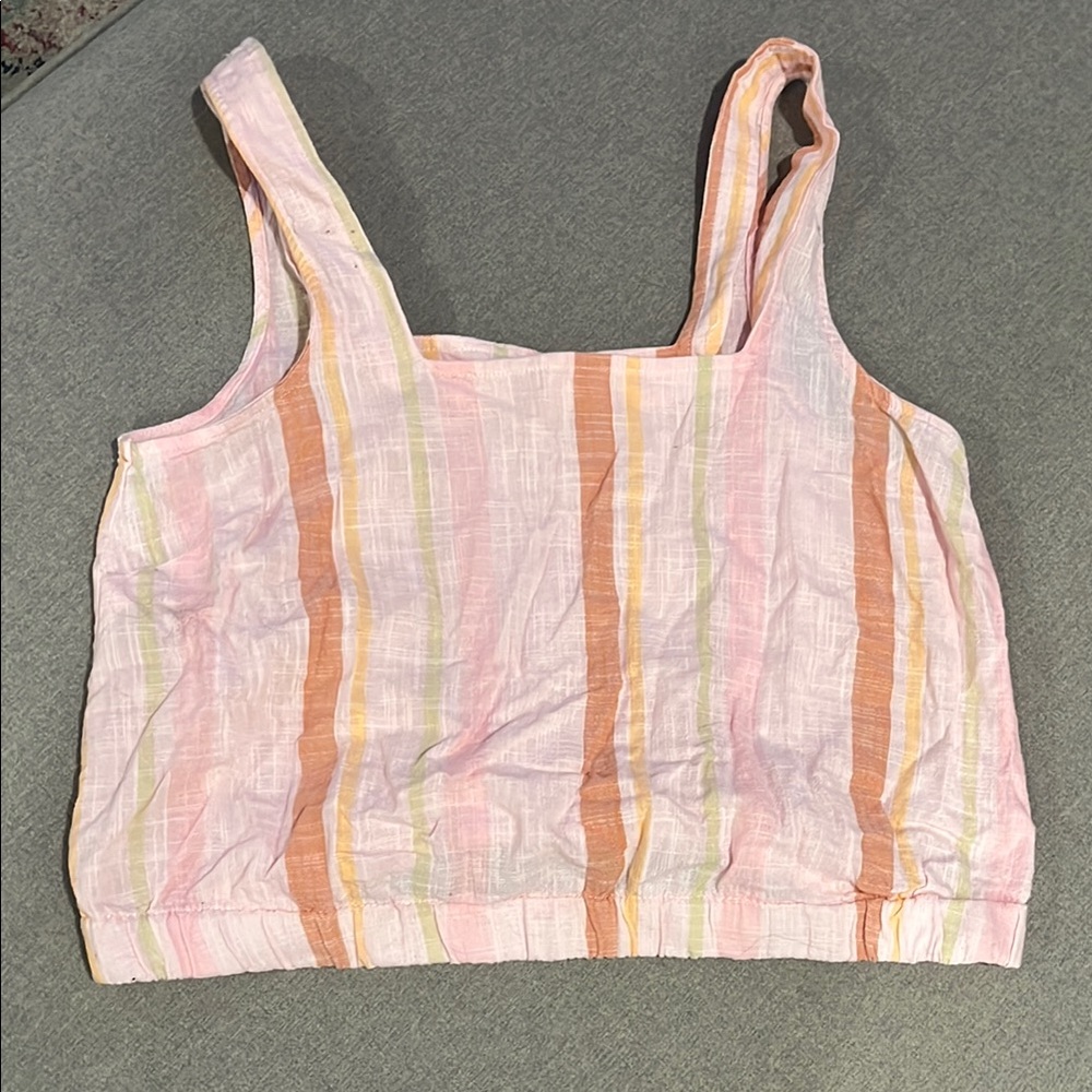 a.n.a Pink and Orange Fitted Crop Tank Top
